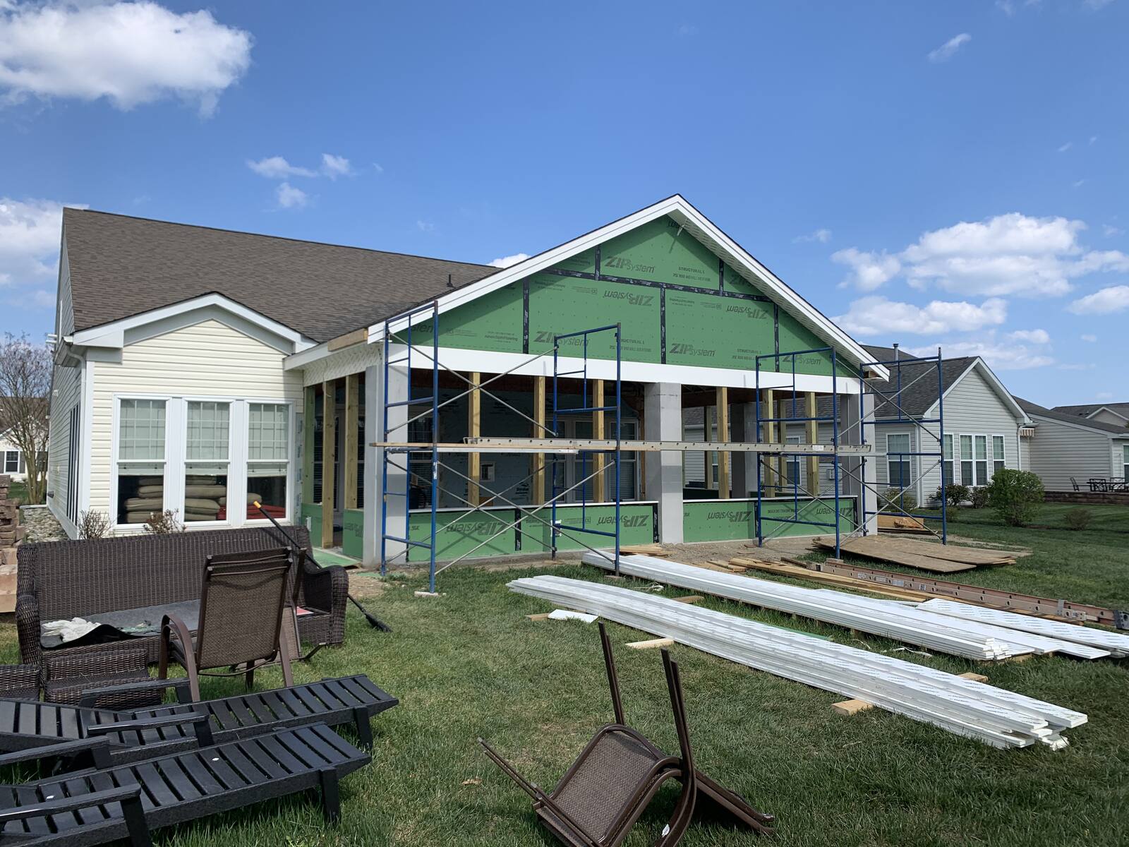 Three-season room framing under construction in Lewes, DE